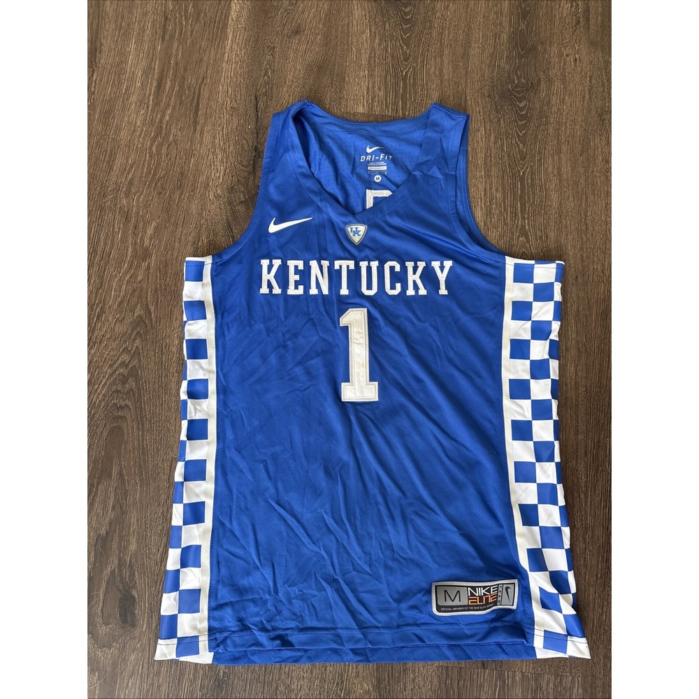 Nike Elite Kentucky Wildcats Basketball Jersey #1 Blue Men's Medium NCAA